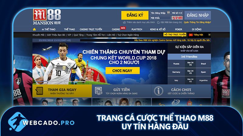 Trang cá cược thể thao M88 uy tín hàng đầu