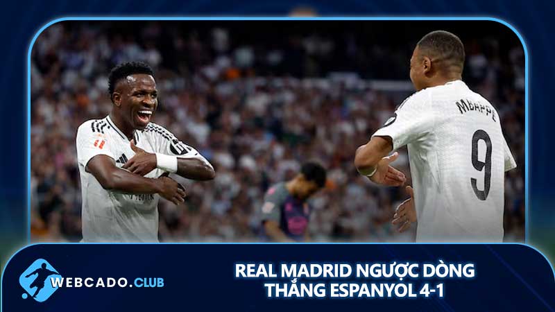 Vinicius và Mbappe lên tiếng giúp Real Madrid ngược dòng Espanyol